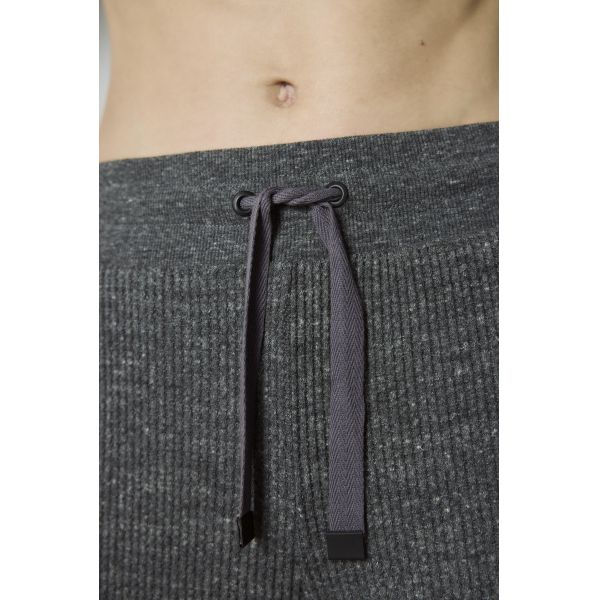 Gray Ribbed Yoga Wear Cropped Workout Tank 42in Drawstring Jogger Pants Set
