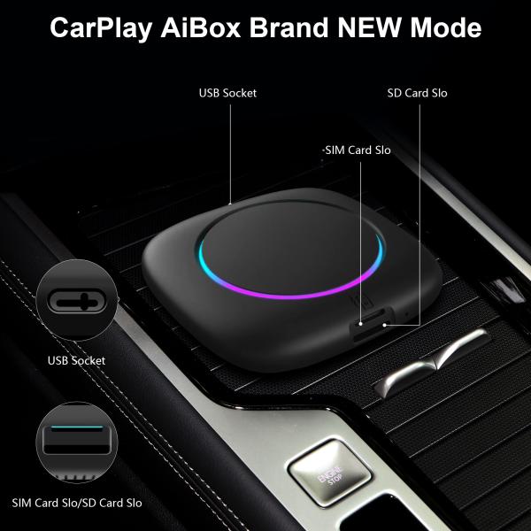 CarPlay Android 13 AI Box 無線自動アダプター ブルーツepo_Latnepo_Latnepo_Latn 5.0 サポート Netflix/YouTube/TikTok ストリーミングビデオ