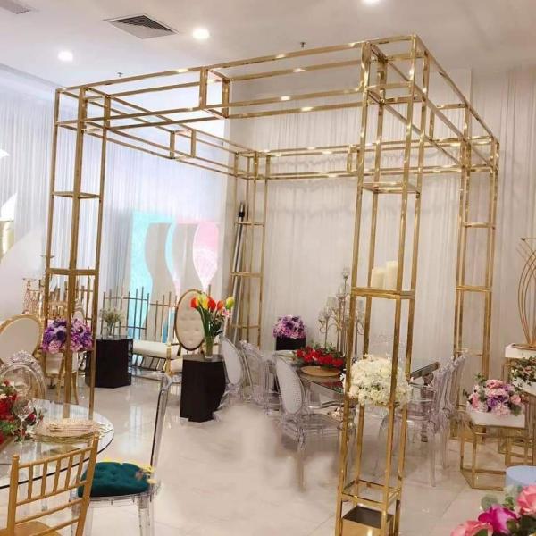 Venda quente Arco de metal branco de casamento pano de fundo para decoração de casamento palco festa