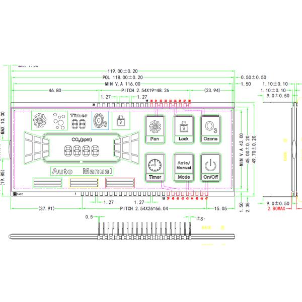 Панель TN LCD модуля VA отрицательная широко используемая для прибора очистителя
