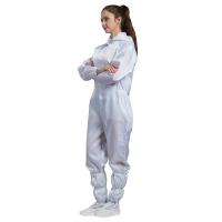 Fato-macaco estático do quarto desinfetado do fato-macaco do ESD do colar branco do suporte anti