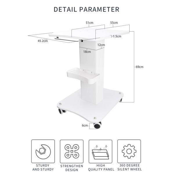 Esthetician Beauty Trolley On Wheels White OEM