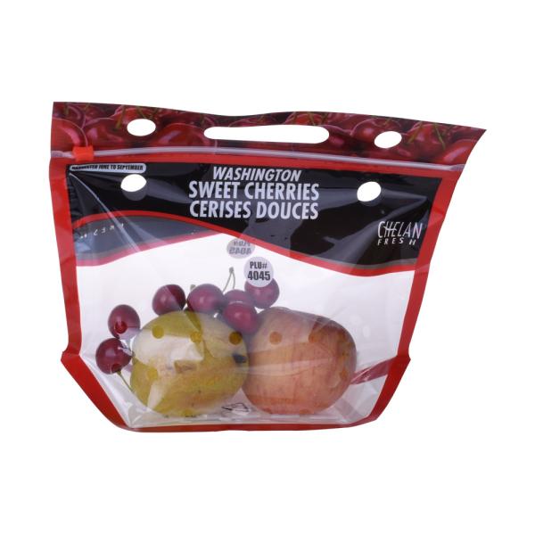 Printing OPP Zipper Food Grade Plastic Packaging Bags for For Fresh Fruit and Vegetables with Holes and Hanger