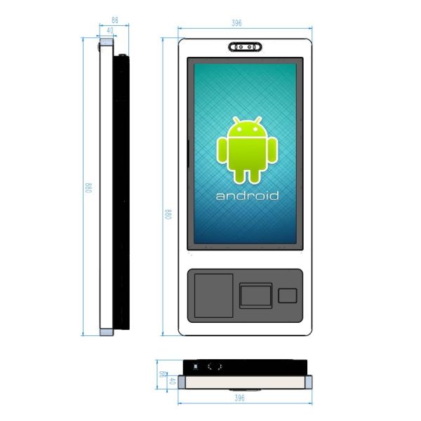 23.6 Inch Android Touch Screen  Wall Mounted Management System Supermarket Self-Checkout System