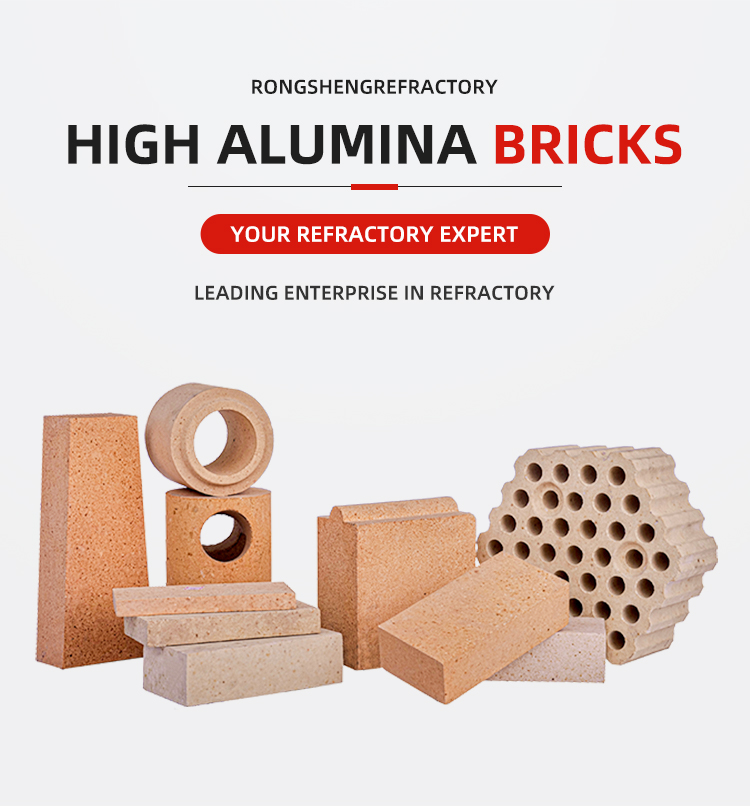 Rongsheng High Temperature High Alumina Brick LZ-55 LZ-65 LZ-75 Firebrick 1770C Heavy-Duty Refractory Bricks For Kiln Furnace