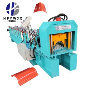 PLC Intelligent Ridge Cap Roll Forming Machine 350H Steel Frame 310mm Feeding Width