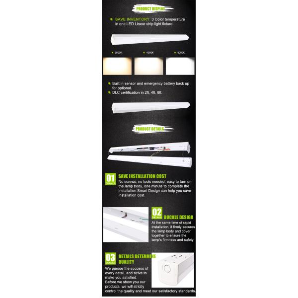 60W LED Tri-proof Light with Motion Sensor Long-lasting Industrial Vapor Tight Lighting