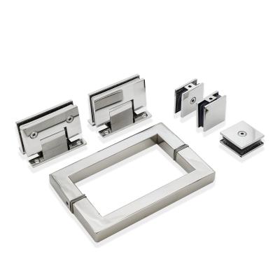 Kit de pinceau en verre à poignée carrée charnière en acier inoxydable solide pour porte de douche sans cadre