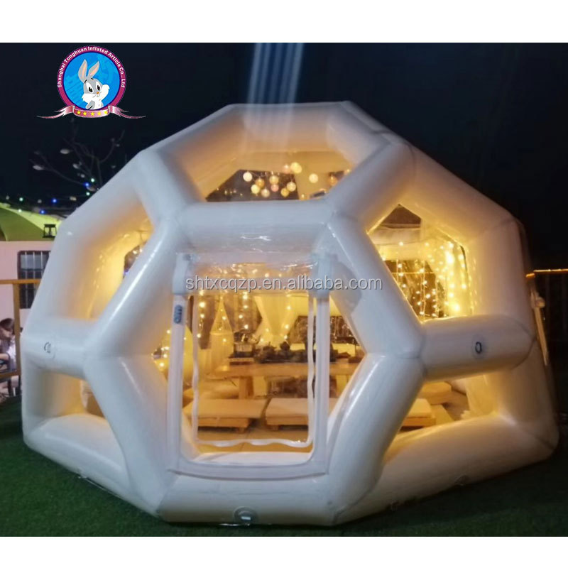 Shanghai football shape airtight inflatable transparent soccer bubble tent dome igloo for outdoor camping