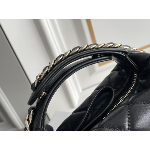 Ap3095 Black Mini Fabric Chanel Flap Bag Coin Purse 20 Inch