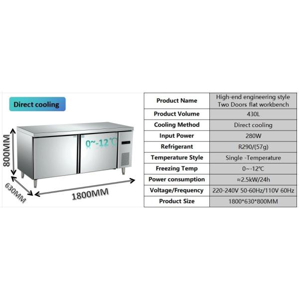 Energy Saving Two Door Undercounter Freezer Dustproof Commercial Countertop Freezer