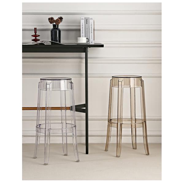 Plastic Acrylic Kitchen Dining Chair Multi Color Options Transparent Bar Stool Chairs Modern Simplicity Counter Height Stools-Clear