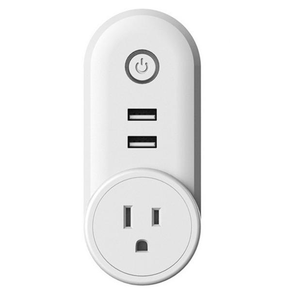 Smart WiFi Power Plug Outlet Socket with 2PCS USB Port App Control Timer Function Compatible with Amazon Alexa Google