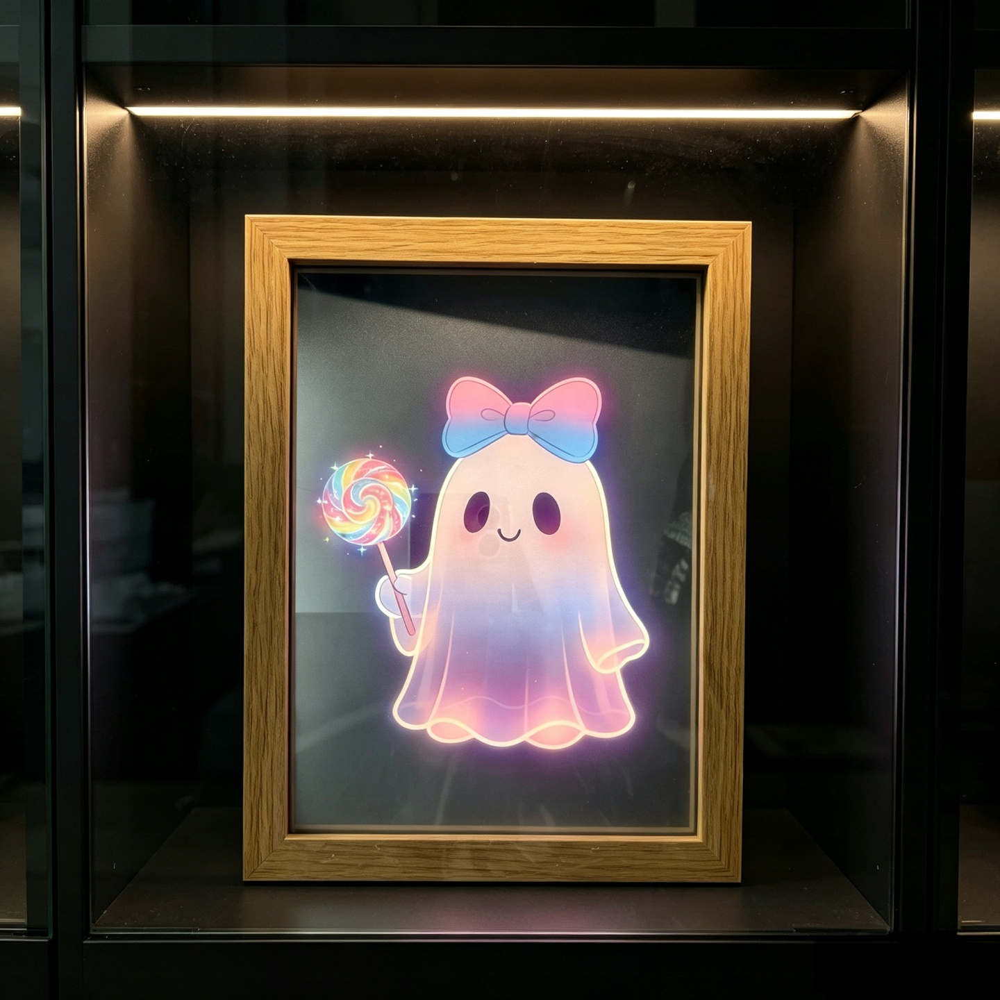 Custom Wooden Magic Mirror LED Light Frame Two-way Mirror Table Night Light Decor Photo Frame With Printed Pattern
