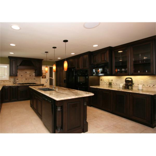 Contemporary L Shaped Kitchen Cabinets With Glass Door And Red Paint Island