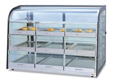 Table Top Glass Food Warmer Showcase Drawer-Type 3-Layer 9-Pans Bread Display Cabinet