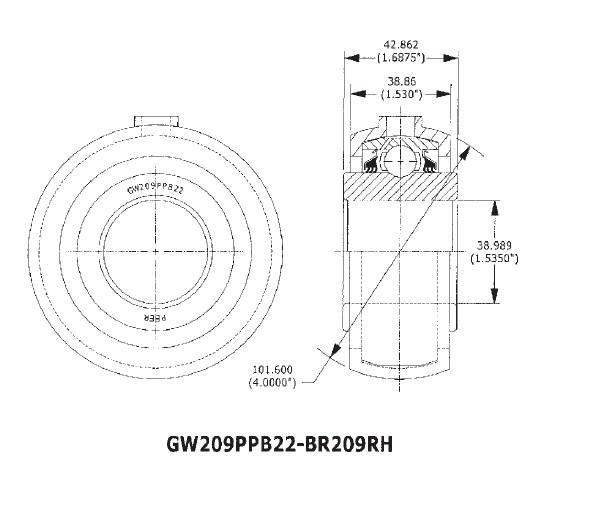GW209PPB22-BR209RH Special Bearing Nonstandard Agricultural Machinery Bearing High Mechanical Efficiency