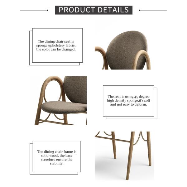 Customized Size Hotel Restaurant Furniture  Metal Solid Wood Fabric Dining Chair
