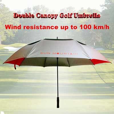 68 Inch Double Canopy Golf Umbrella with 100km/h Windproof and UV30+ Sun
