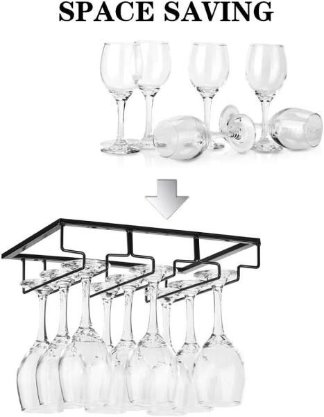 Repositório de vidro de vinho de cozinha debaixo do armário Porta-cabeças organizador de metal pendurado para bar