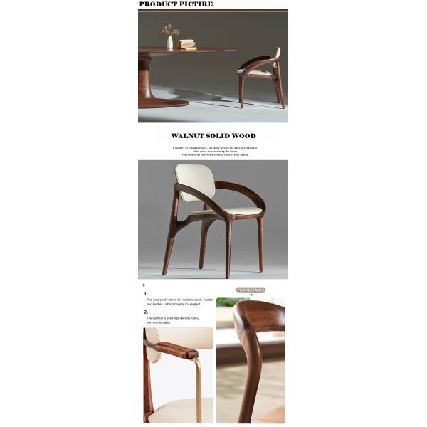 Office Building Solid Wood Dining Chair Highlighting Classic Designer Style and Genuine North American Black Walnut Wood