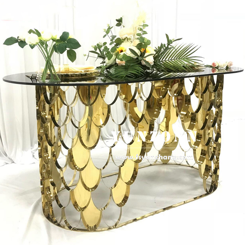 Modern Luxury Glass Top Stainless Steel Center Pieces New Style Wedding Table Decor for Dining Outdoor Hotel Use