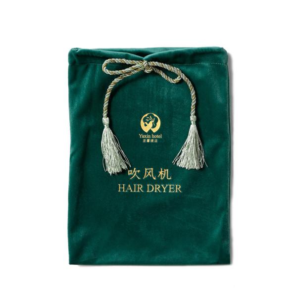 5x7 Fabric Drawstring Gift Bag Dark Green Velvet Gift Pouch wine bag