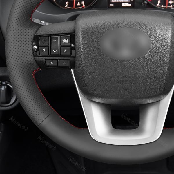 Cheap Black Pu Faux Leather Steering Wheel Wrap Cover For Toyota Hilux Pickup 2.0 2.4 2.8 P/U SC E DC G Indonesia 2015-2024