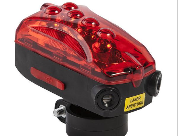 Red USB Rechargeable Rear Bike Lights With 2 Laser Lanes Steady Flash Chasing