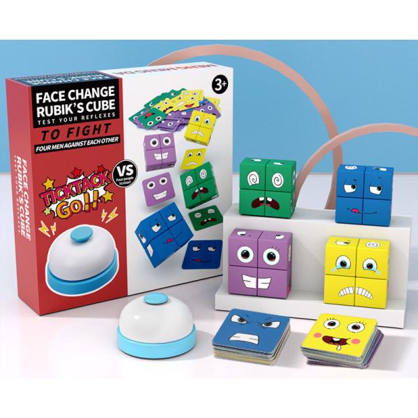 Two Person Wooden Magic Cube with Bell Building Blocks 215*215*55mm Early Education Puzzle Toy