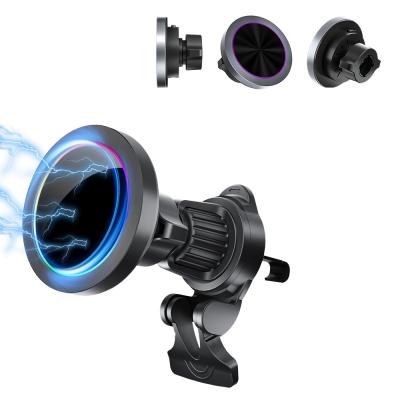 Wireless Charging Stand For Car Phone Holder Aluminium Alloy Texture RGB Light Effect Adjustable Fast Charging One Hand Operatio