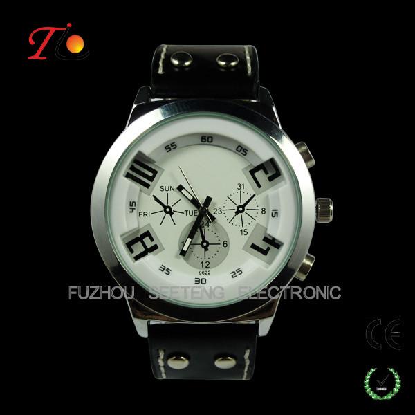 Fashion PU Leather Strap Quartz Wrist Watch sports watch  for Men