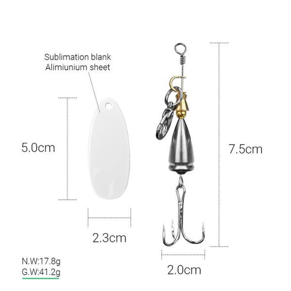 Boîte cadeau par sublimation Plaque en aluminium métallique vierge personnalisée Plomb Trois hameçons Hameçon de pêche pour la pêche en plein air