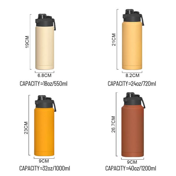 Botellas de vacío de acero inoxidable de 18 a 32 onzas con paja y mango aprobadas por la FDA, libres de BPA, de uso intensivo