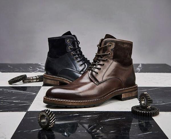 Normal Size Men'S Casual Shoes Winter Lace Up Warm Mens Leather Ankle Boots