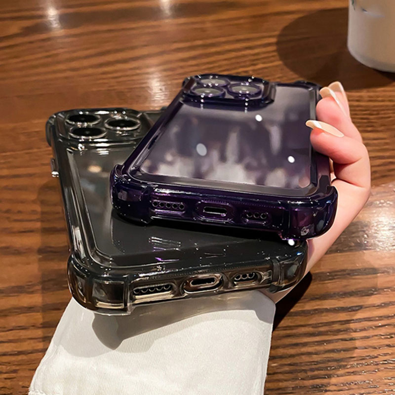 For Luxury Shockproof Anti-yellow Clear Hard Phone Case for 14 13 Pro Max Soft Silicone Bumper Transparent Cover