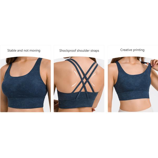 Brushed Nude Floral Printing Yoga Sports Bra Women Resilience Straps Plus Size
