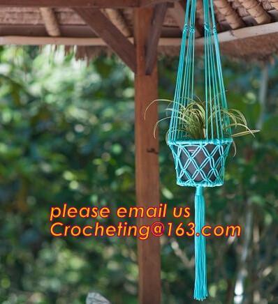 Wholesale Promotional Garden 4 sets Plant Hanger Macrame Jute 4 Legs 48 Inch with Beads, Best Recommended