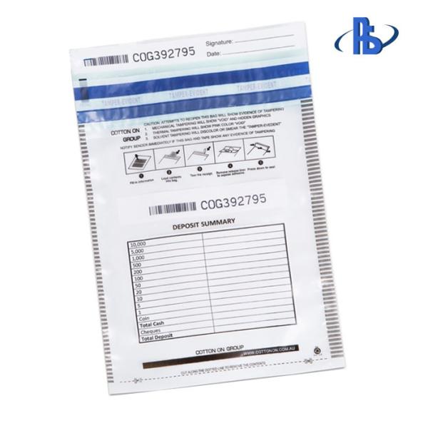 Self Adhesive Bank Deposit Bags , Opaque Tamper Evident Plastic Bags