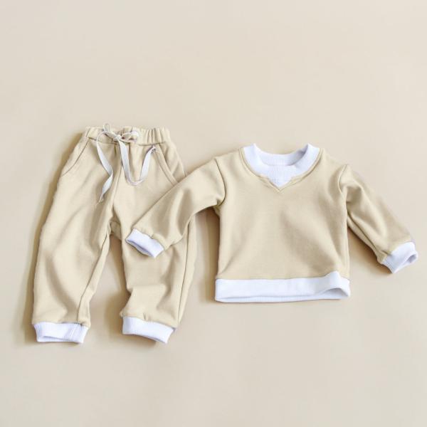 Neutral Kids Fleece Sweatshirt Set Printed Loungewear Sweatpants 2 PCS Pullover Sweat Shirt