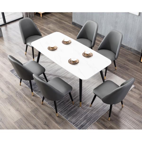 Luxury High Back Leather Dining Room Chairs With Metal Legs Customized
