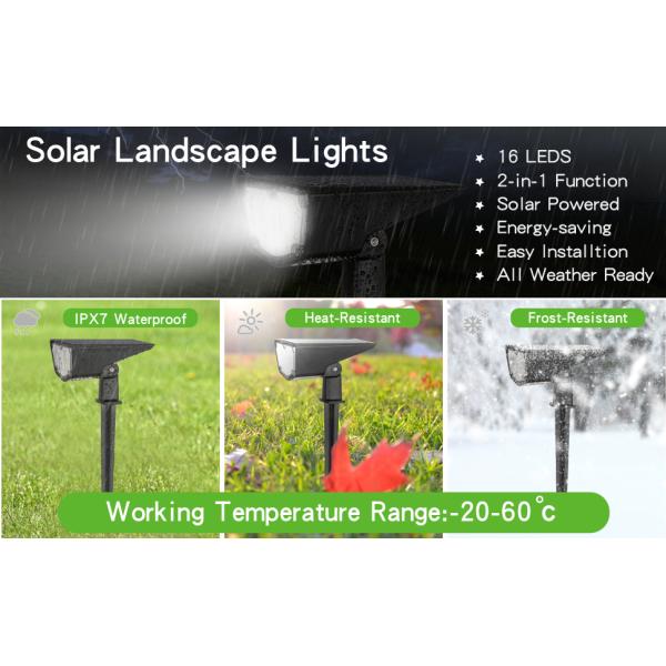 16 LED Solar Landscape Spotlights,IPX7 Waterproof Solar Powered Wall Lights