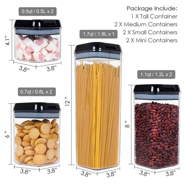 7pcs BPA Free Airtight kitchen Household Storage Container With Easy Lock Lids