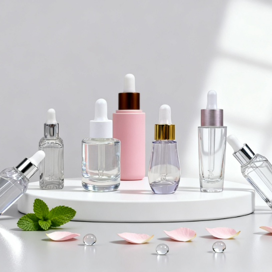 Transparent Frosted Black Glass Dropper Bottle for Essential Oils with Logo Printing Customization