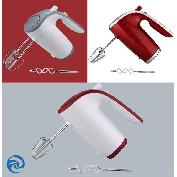 Red 201-250W Mini Electric Egg Beater Household Handheld  5 Speed