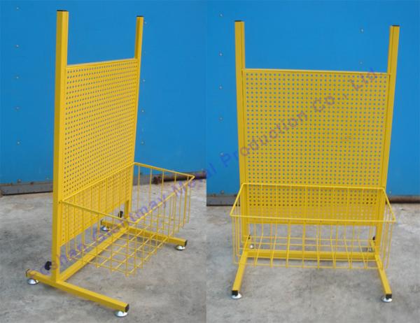 Product Exhibition Stand with Basket Pegboard Metal Display Rack