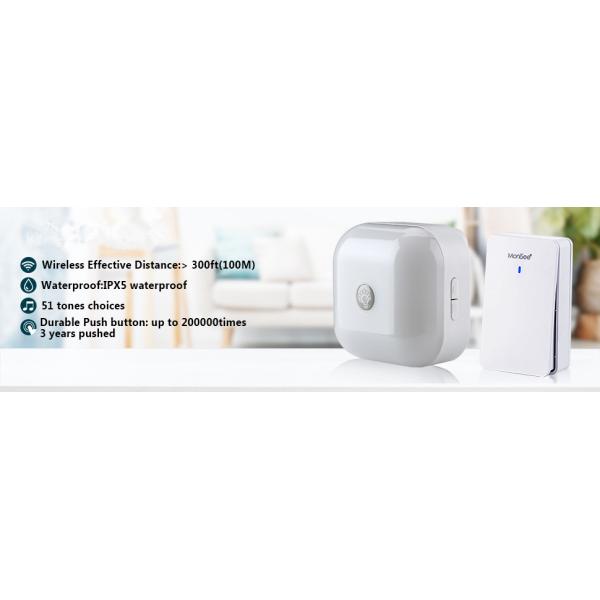 Plug-in Receiver Chimer Waterproof Self-power Transmitter 4 Volume Adjustment Wireless Door Bell Smart Touch LED Night Ligh