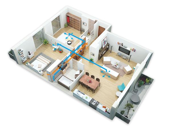 H13 Wall Heat Recovery Ventilation System 150m3/H Air Purifier