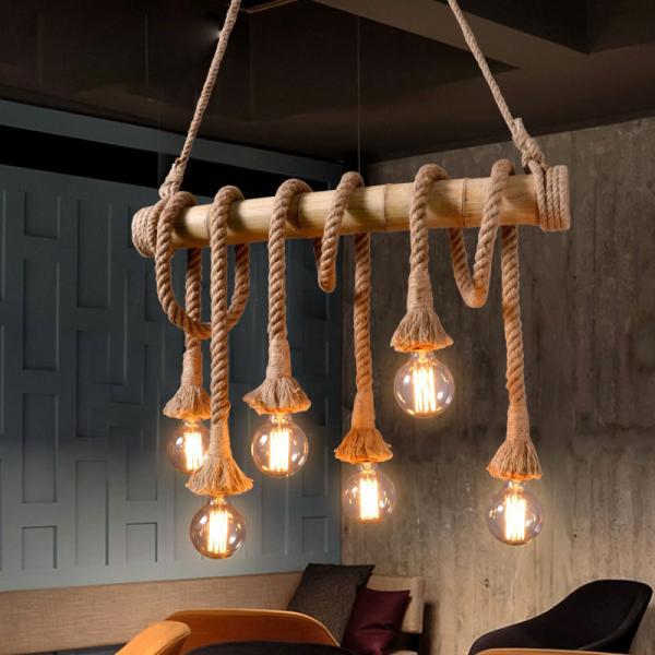 Vintage Rope pendant light Personality Loft  for Kitchen Cafe Bar Decor bamboo pendant light(WH-VP-74)
