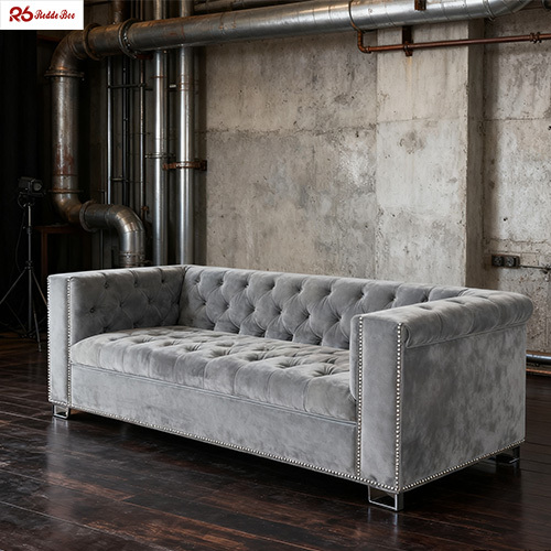 Luxury Design Velvet Tufted Upholstered Sofa Sets for Hotel Lobby Use